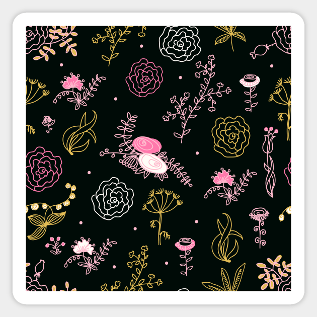 Elegance Seamless pattern with flowers Sticker by Olga Berlet